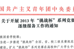 關(guān)于開展2013年“挑戰(zhàn)杯”系列競賽 逐級報備工作的通知
